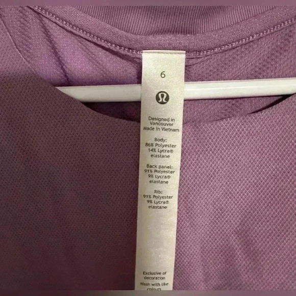 269. Lululemon Mesh back cropped train tank top in Wisteria Purple sz 6 - Picture 5 of 8
